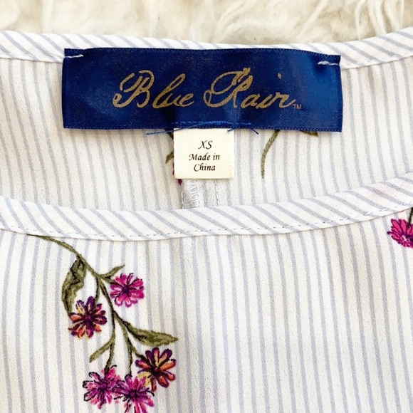 Blue Rain ruffle sleeve striped floral blouse - Picture 3 of 6